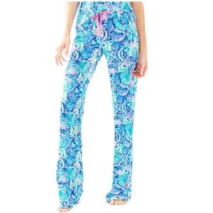 LILLY‎ PULITZER Tie Front Knit Pajama Pants Bottoms Sink or Swim Print Size  XS